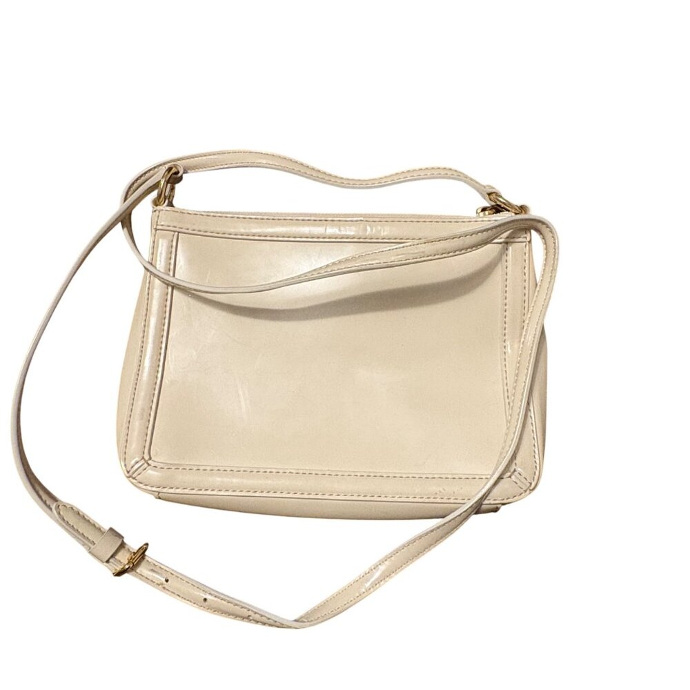 Lauren Ralph Lauren Cream Leather Crossbody Bag With Adjustable Strap & Gold